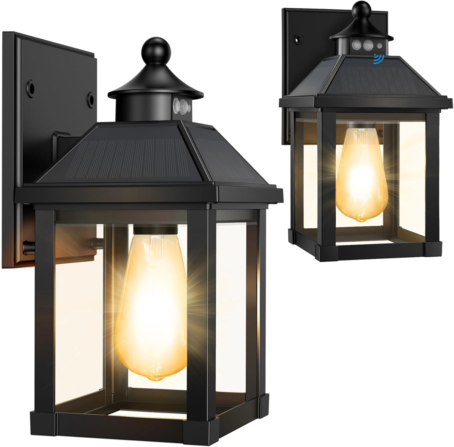 Solar Sconce Lights Outdoor Wall Mount Solar Porch Light Exterior Waterproof with 3 Lighting Modes and Motion Sensor 3000K Dusk to Dawn Wall Lantern for Garage Front Door Home Barn Shed House 2Pack