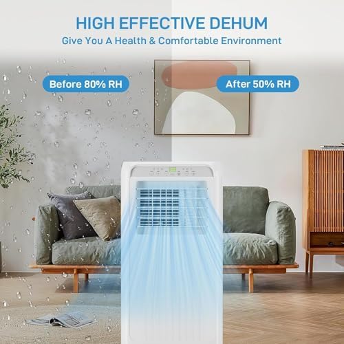 8000BTU Portable Air Conditioner, 3-in-1 Remote Control AC with 24-Hour Timer, Cooling, Sleep Mode, Dehumidifier and Fan, Cools Up to 350 Sq. Ft., Bedroom/Office, White