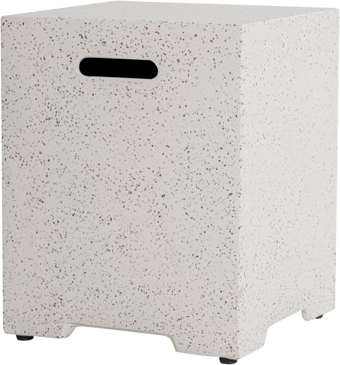 COSIEST Outdoor Terrazzo Hideaway Tank Table for Gas Fire Pits, Hides Standard 20lb 16-inch Propane Tank Cover w Side Handles