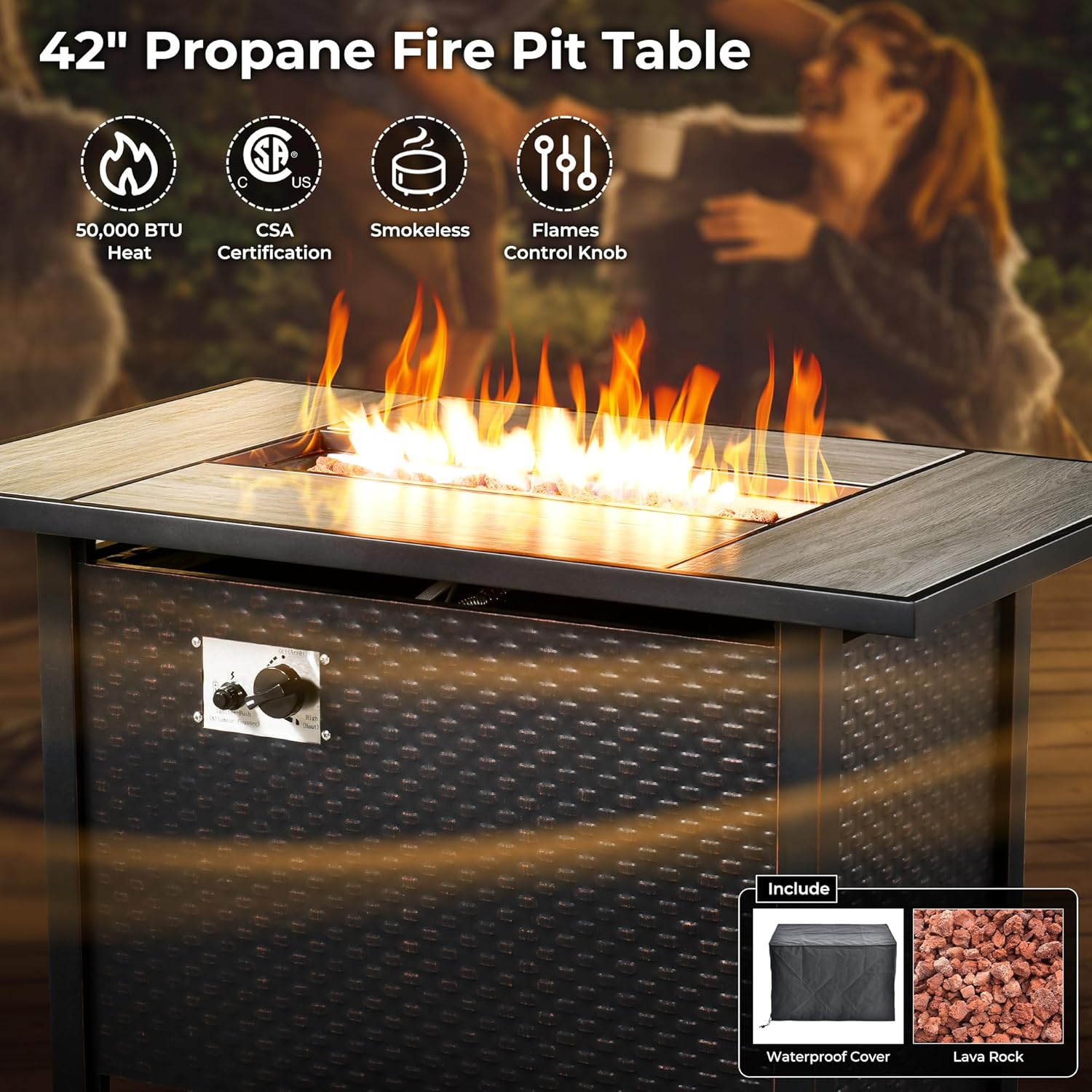 ovios 11 Piece Outdoor Patio Furniture Set with Fire Pit Table,Conversation Sectional Wicker Couch with Swivel Chairs,Modern Outside Sofa for Balcony Backyard, Dark Grey