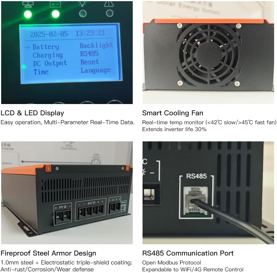60a Mppt Solar Charge Controller 12V/24V/48v/60V/96V/120V,Solar Panel Controller for Lifepo4/Lithium/Gel/Rv Battery (Max Input 240V,60amp)