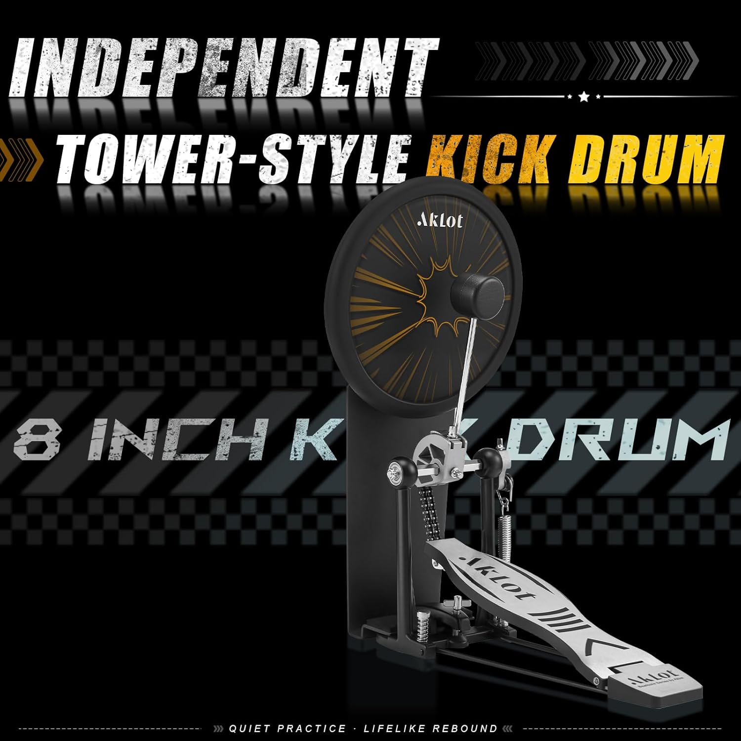 AKLOT Expanded-Size Electric Drum Set: 12'' Two-Piece Standalone Hi-Hat, Independent Kick Drum and 10'' Dual-Zone Snare, 12'' Triple-Zone Ride Cymbal, All Mesh Heads, 460 Sounds, USB MIDI (B-CORE541)