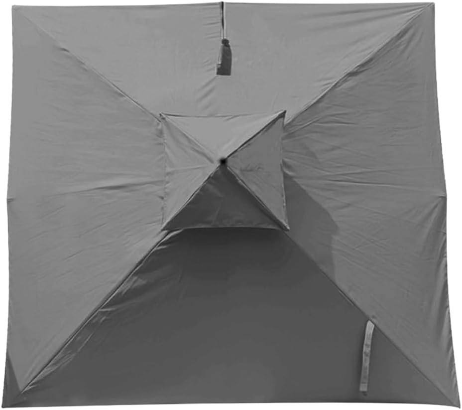 10ft Replacement Canopy Market Umbrella Top Cover 2 Tier Square Patio Umbrella Replacement Top Sun Shade Cloth (Canopy ONLY) ﻿(Gray)