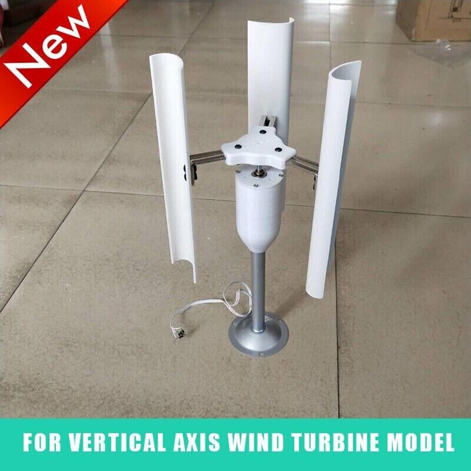 DIY Vertical Axis Wind Turbine Kit - 3-Blade PVC Windmill Model With 3-Phase PM Generator, LED Demo, Alloy Base