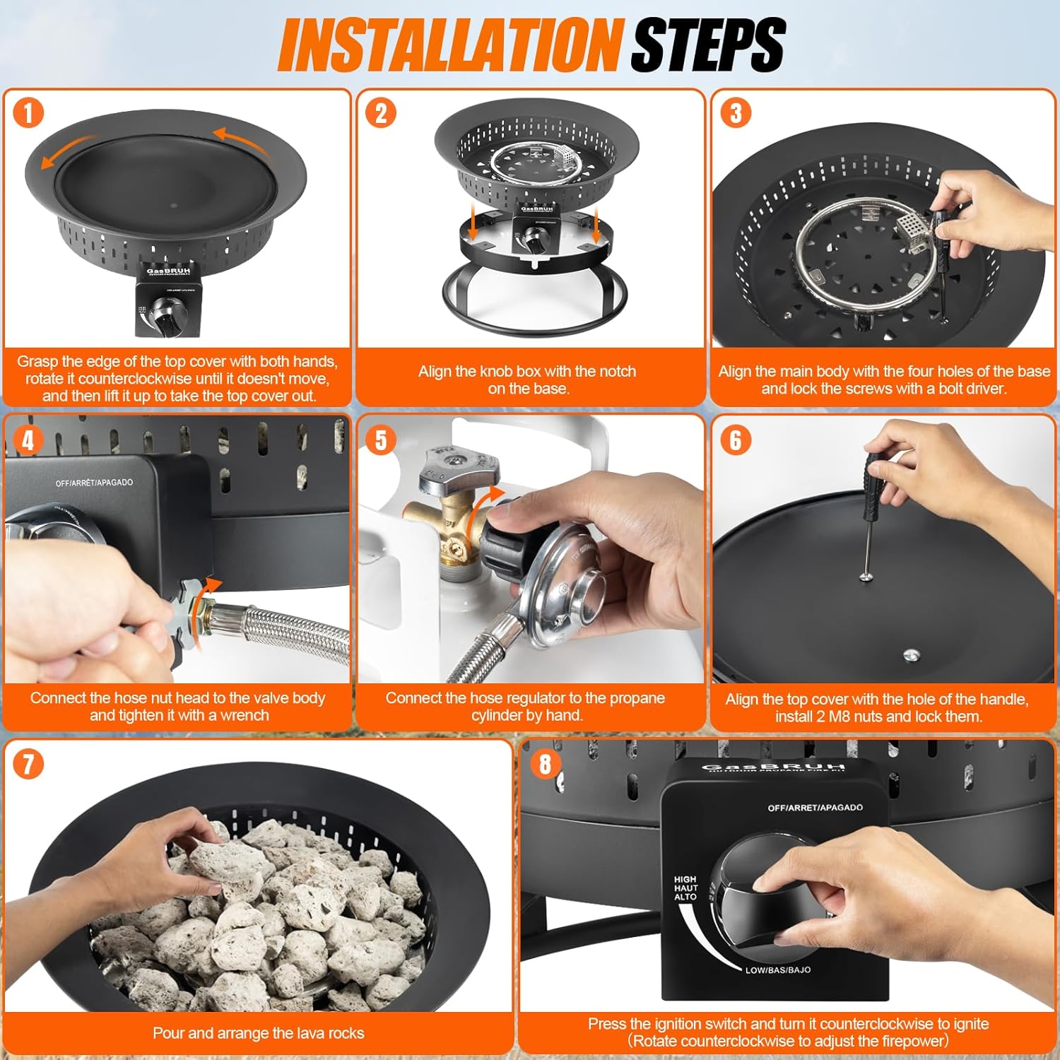 19″ Outdoor Portable Propane Fire Pit with Grill Grate, Cover&Carry Kit,Fireplace,60,000 BTU Camping Propane Firepit,Portable Gas Fire Pit for Outside Patio,Camping,RV,Smokeless Gas Firebowl