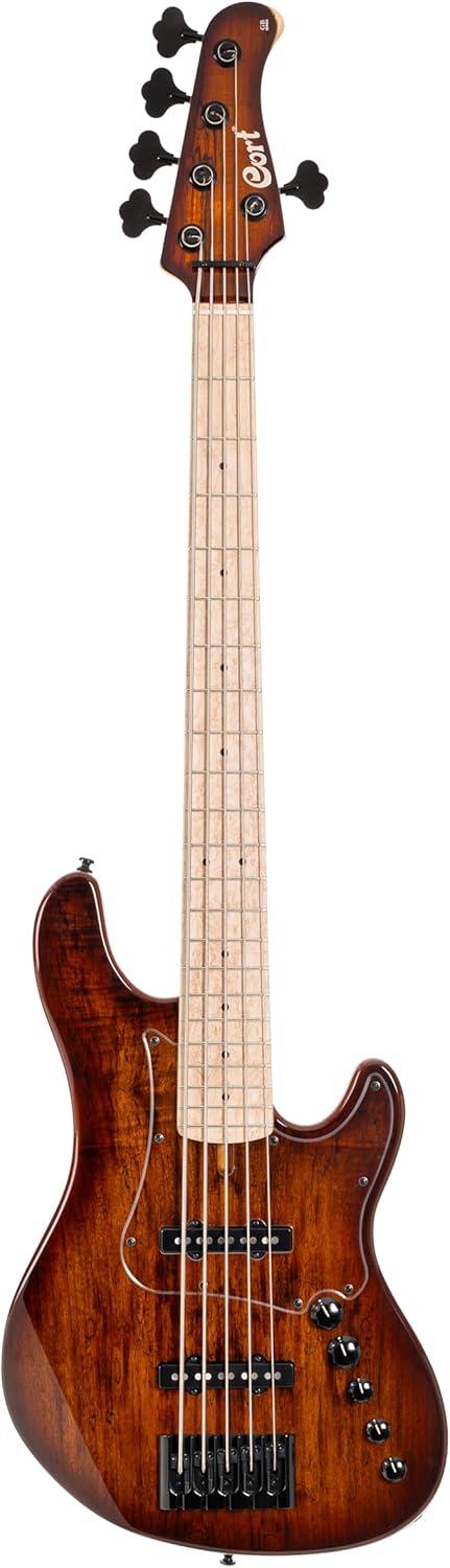 Cort GBFUSION5ABB GB Series Fusion 5 String Bass Guitar, Antique Brown Burst