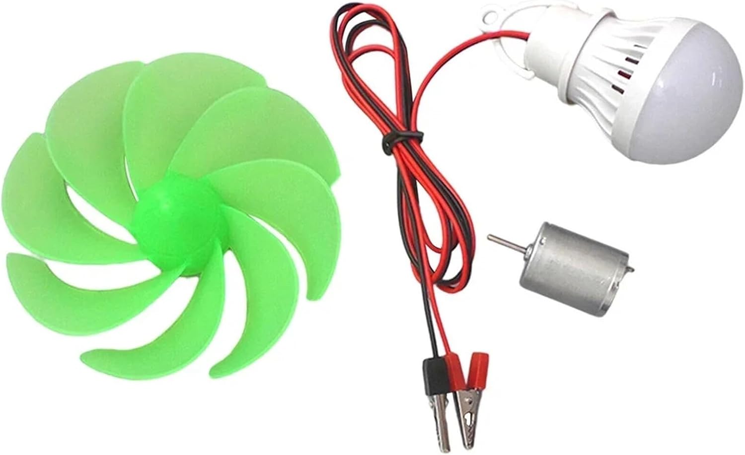 Wind Generator, 10Pcs Mini Wind Motor Blade with Bulb DIY Kit Power Alternative Energy Generator Electrical Equipment,for Home, Farm, RVs, Boats