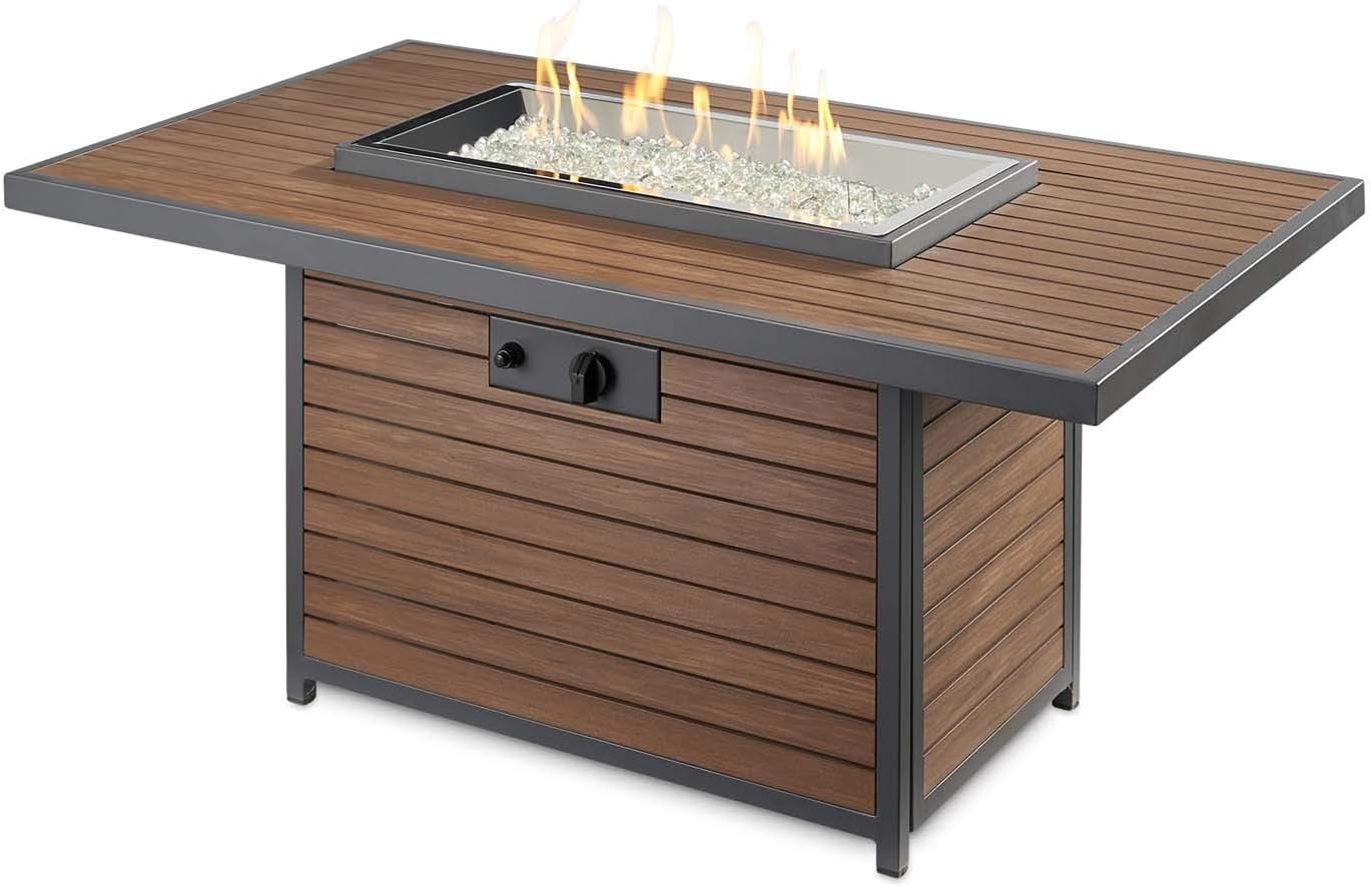The Outdoor GreatRoom Company Kenwood Fire Pit Table with Electronic Ignition (KW-1224-19-K-CF-DSI-NG), Natural Gas, 31x50-Inches