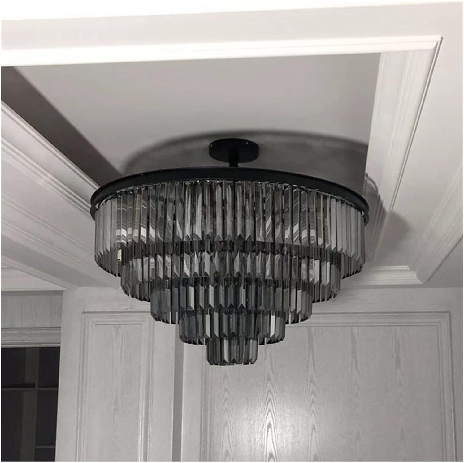 Chandelier, Crystal Chandelier Modern Chandeliers for Living Room Luxury Hotel Villa Lamp Black Lighting K9(3,DIA80CM 5LAYERS-Black Body)