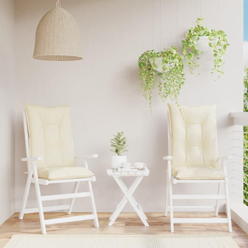 Garden Highback Chair Cushions 2 pcs Cream 47.2