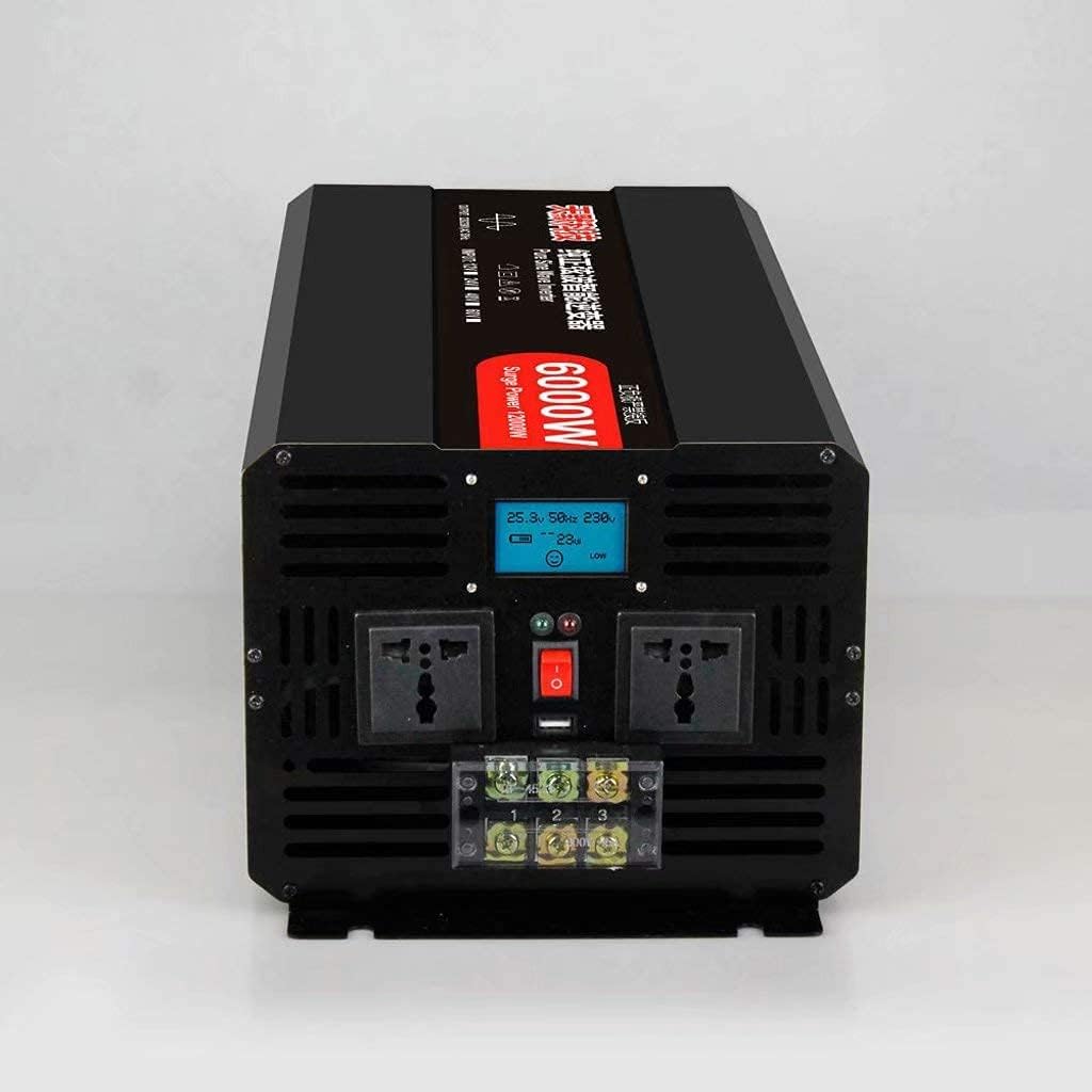 inBEKEA LCD 6000W Solar Inverter DC 24V/48V to AC 110V/220V Converter Car Power Inverter with 2 AC Outlets for Outdoor Lighting Power outages (24vto110v)