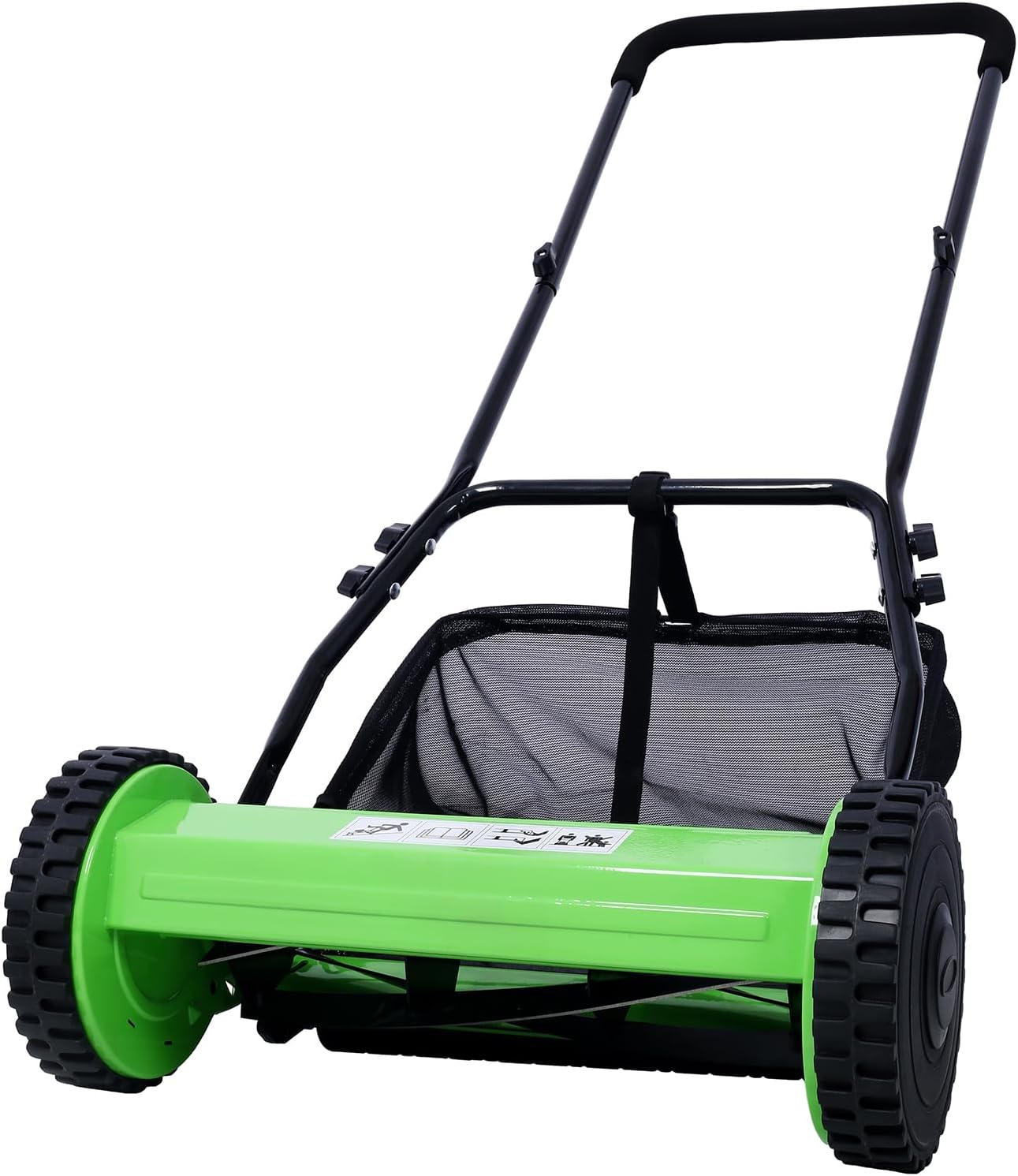 14-Inch 5-Blade Push Reel Lawn Mower with Grass Catcher, Green