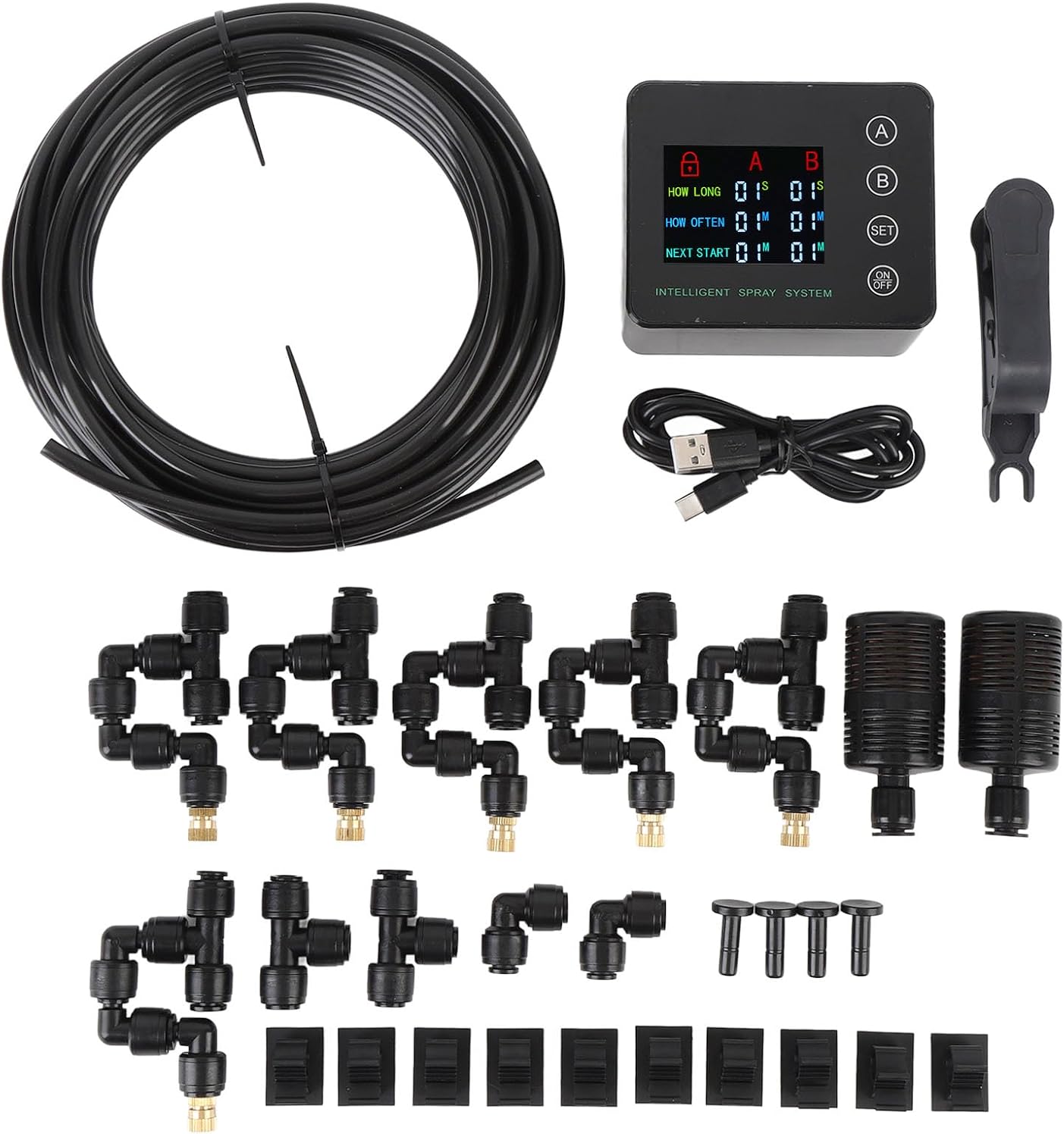 Color Display Terrarium Fogger, Double Pump Reptile Humidifier with Automatic Misting System Adjustable Nozzle Energy Efficient Mini Mister