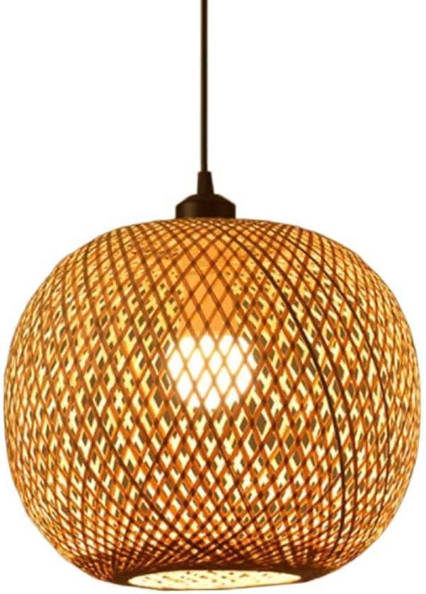 Basket Lamp Shade Coastal Style Pendant Light Handmade Wicker Ball Shape Rattan Dome Chandelier Living Room Rattan Woven Wicker Lamp Fixture Lighting, Lighting Chandelier