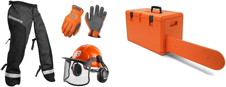 Husqvarna Classic Personal Protective Power Kit with Chainsaw Chaps & Powerbox Chainsaw Carrying Case Compatible with 455 Rancher, 460, 372XP and 575XP