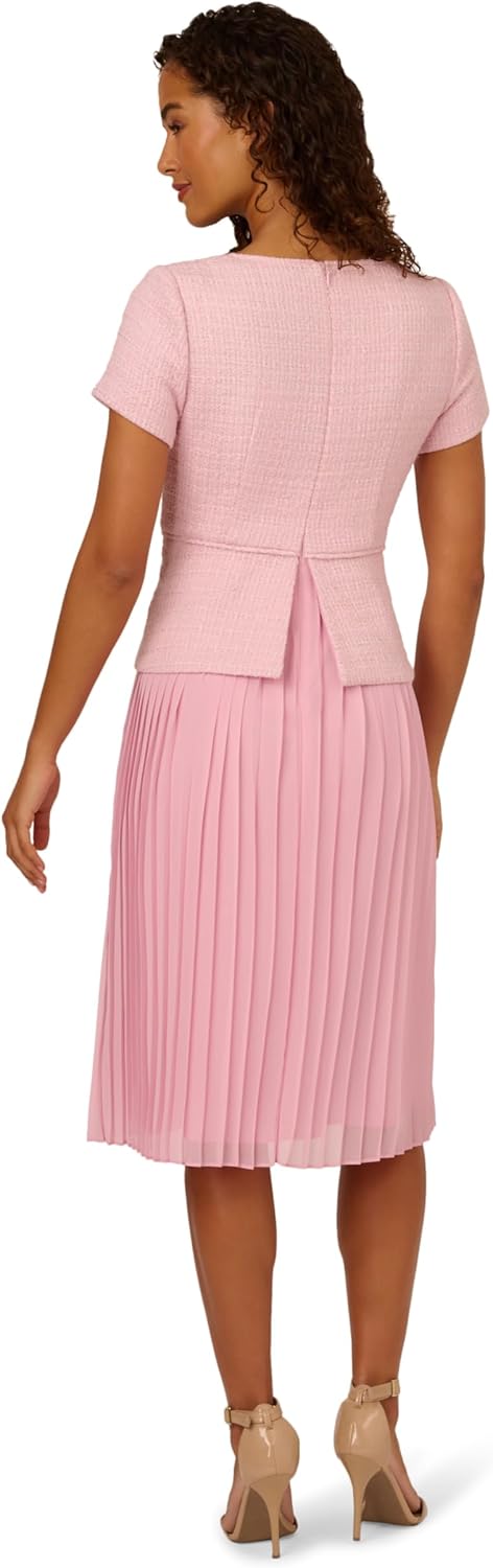 Adrianna Papell Womens Boucle Combo Midi Dress