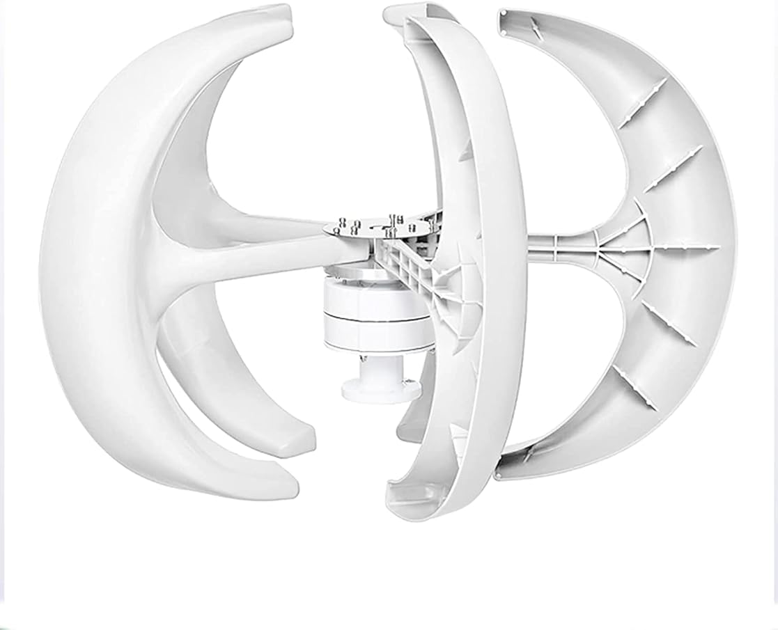 8000W White Turbine Wind Turbine Generator Kit, 12V/24V/48V 5 Blades Lantern Vertical Axis Wind Turbine Generator with Controller
