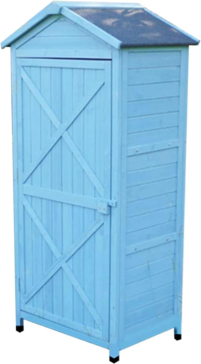 Garden Storage Shed, Waterproof Outdoor Sheds, Wooden Tool Storage Shed with Shelves and Latch, Utility Outside Tool House for Balcony, for Patio, Lawn (One Color Blue)
