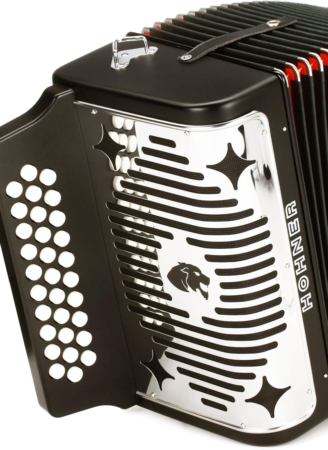 Hohner 3100FB Panther Diatonic Button Accordion in F key accordion Bundle with Accordion Gig Bag