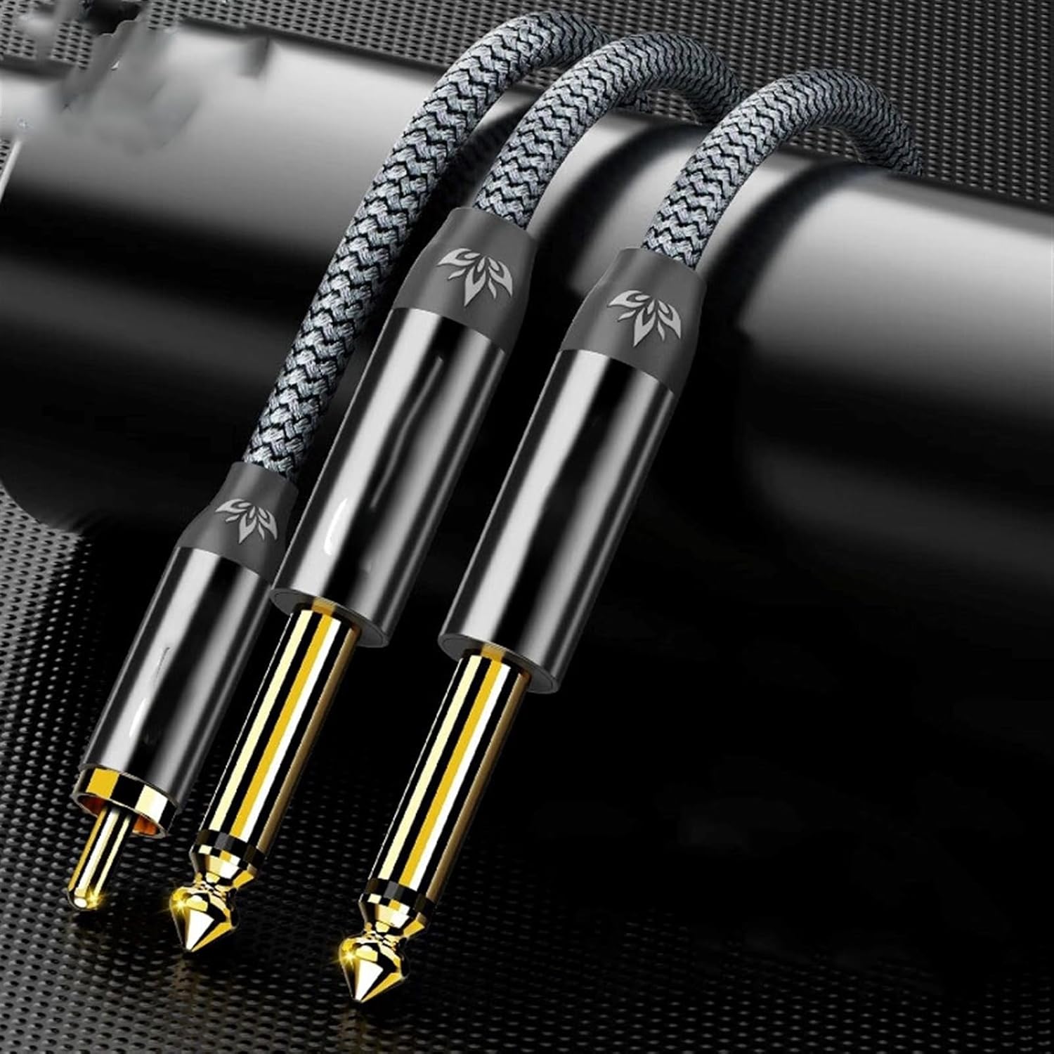 Guitar Audio Cable 6.5 to 6.5 Male 1:2 Large 2-core Male to Male Speaker Power Amplifier Guitar Electronic Keyboard Drum Mixer Adapter Cable(5m)