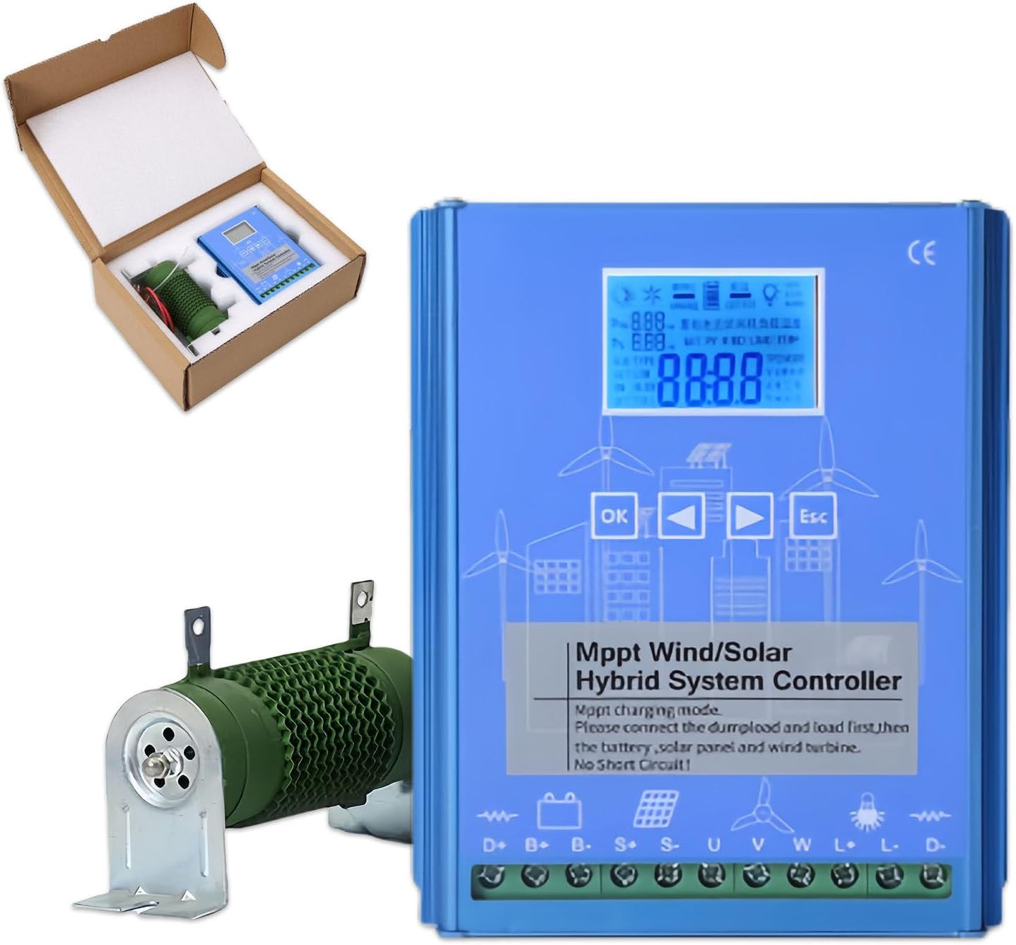 Wind Solar Hybrid Charge Controller, Mppt Boost Regulator for Off Grid Systems, 12v, 24v, and 48v Wind Turbine Solar Panel Power Controller (with Load Shedding Function). 24V-13000W