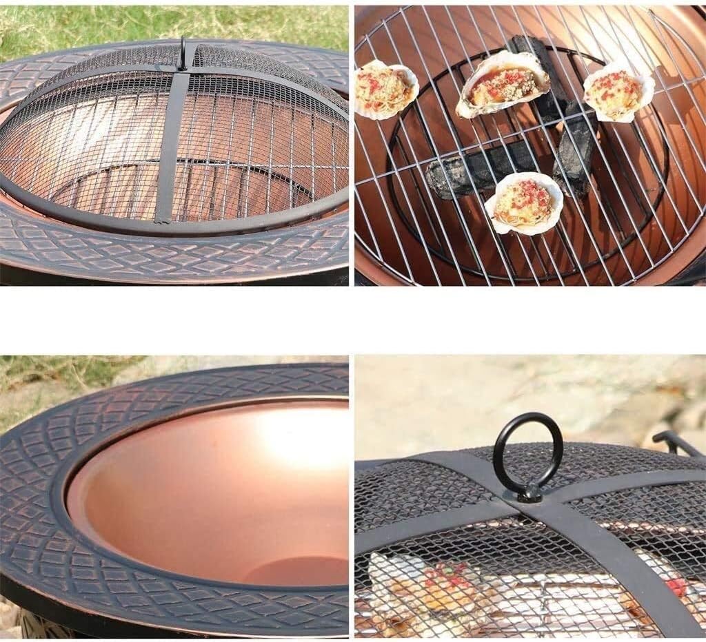 Outdoor Fire Pit Fire Pit Bonfire Wood Burning Patio Coal Grill Firepit for Outside Grill Charcoal Smokeless Grill with Spark Screen Poker