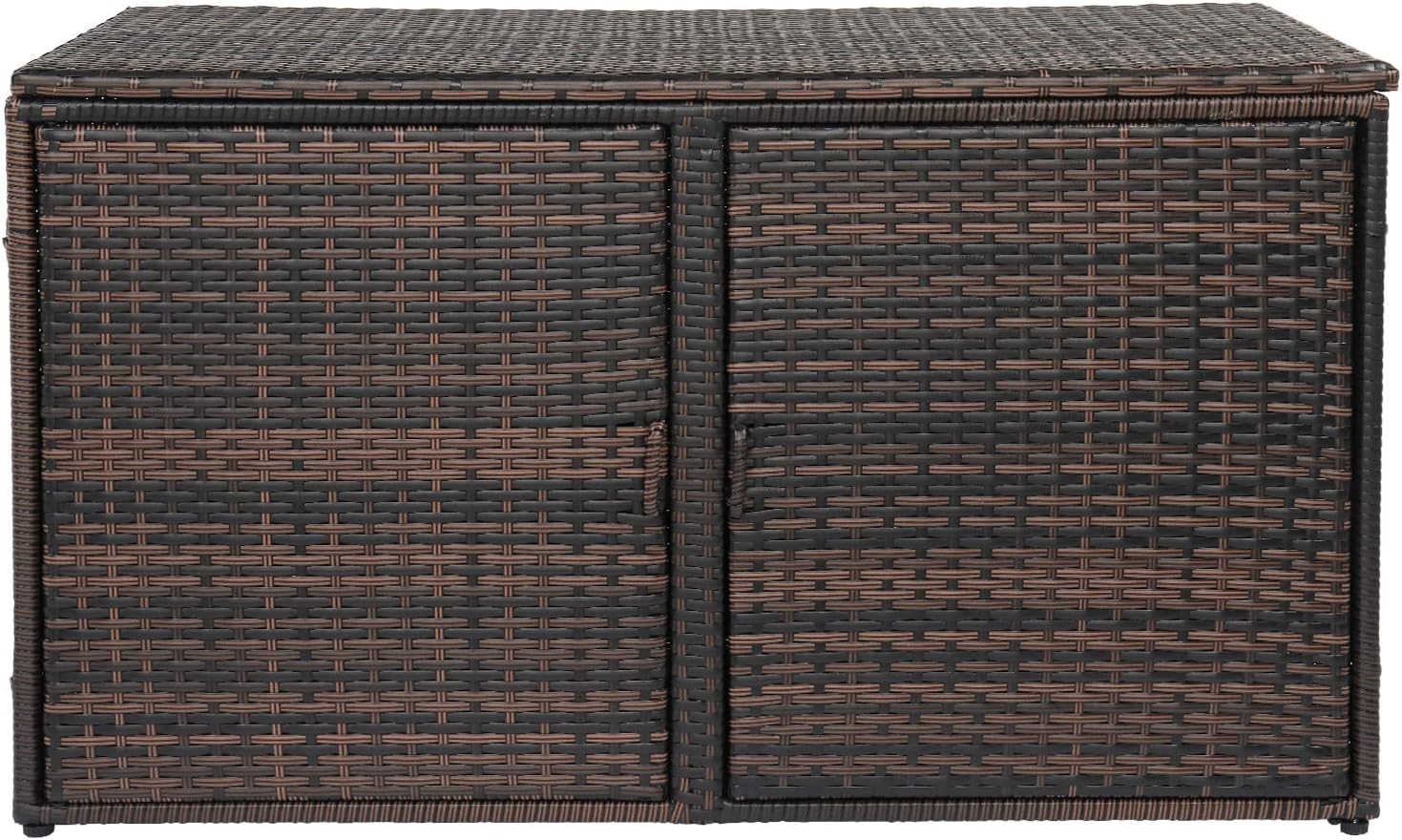 Zimtown 104 Gallon Double-Door PE Rattan Deck Box, Large Toy Box, Outdoor Wicker Storage Box, Tool Box for Garden Tools, Patio Furniture, Pool Accessories, Cushions, Indoor & Outdoor