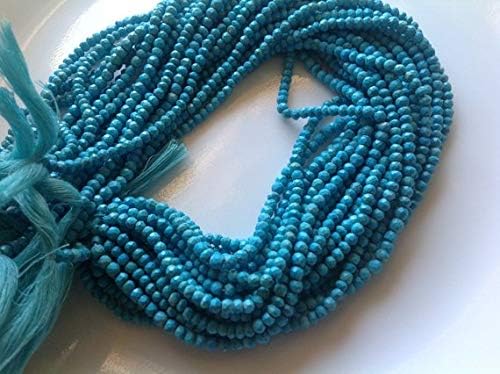 13 inch natural beads strand of 3-4mm faceted round turquoise gemstone beads for DIY jewelry - necklace, bracelet, earring, ring.