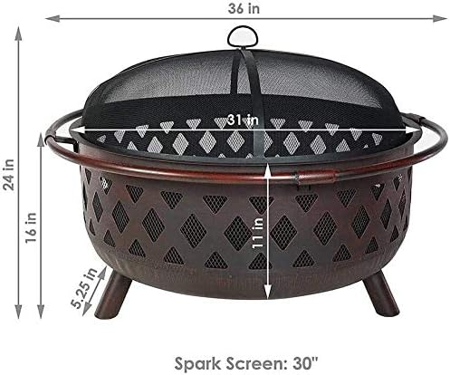 Outdoor Fire Pit Outdoor Fire Pits 36 Inch Large Bonfire Wood Burning Patio & Backyard Firepit for Outside with Spark Screen