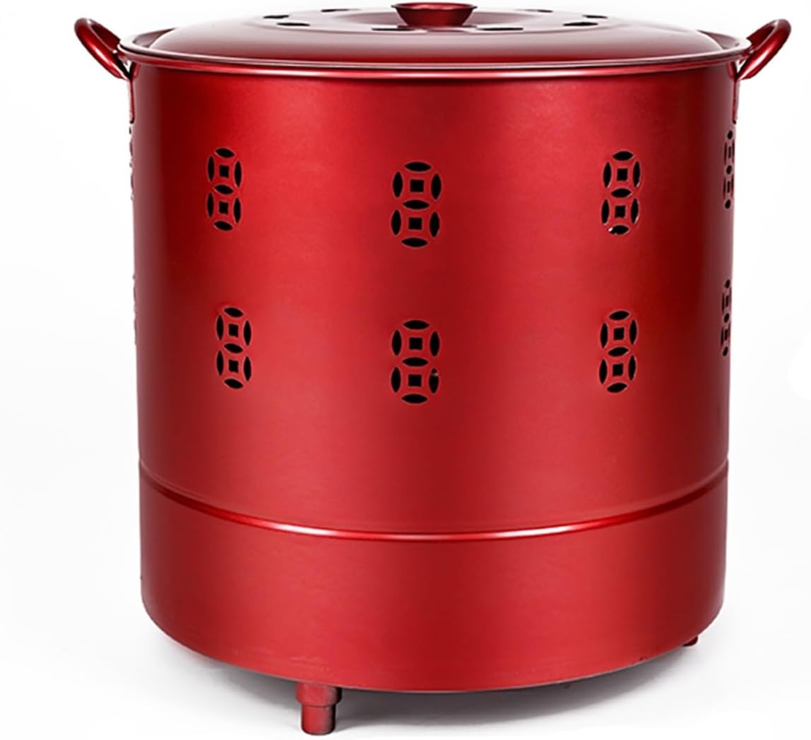 Burn Barrel Stainless Steel Fire Pit Paper Burner Yard Waste Incinerator Burn Barrels for Outside for Burning Trash Burn Cage for Garden Paper Leaf Trash Wood Backyard Bonfire.(Red-Medium-40x40CM/15.7