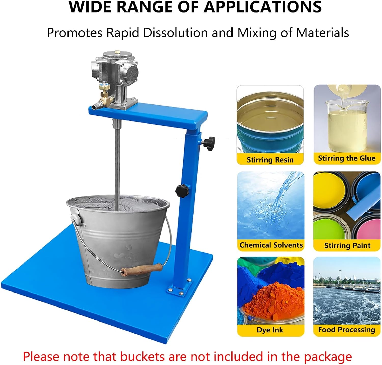 100 Gallon Paint Mixer Machine, 3/4HP Lifting Air Agitator, with Stand, Ink Coating Mix Tool(Stainless Steel Blade)