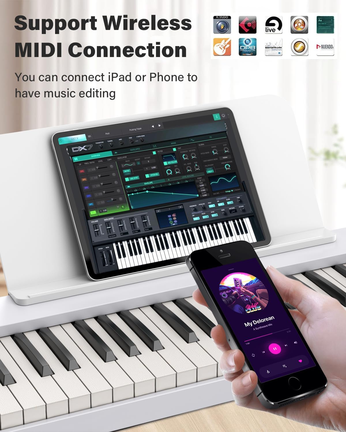 AiJoy ASP-10F 88 Key Piano Keyboard with Semi-Weighted Keys Portable Folding Piano, 128 Tones, Speakers, USB-MIDI, Carry-Bag, Sustain Pedal, Stand Electric Keyboard Piano for Beginners, White