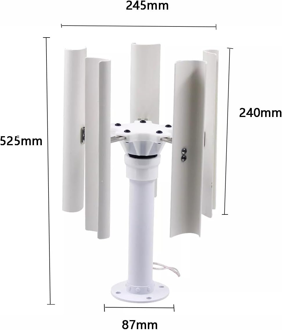 DIY 20W Vertical Axis 5 Blades Wind Turbine Generator 12V Three-Phase Permanent Magnet Generator Wind Turbine Model Suitable for Interior Decoration, Model Making.