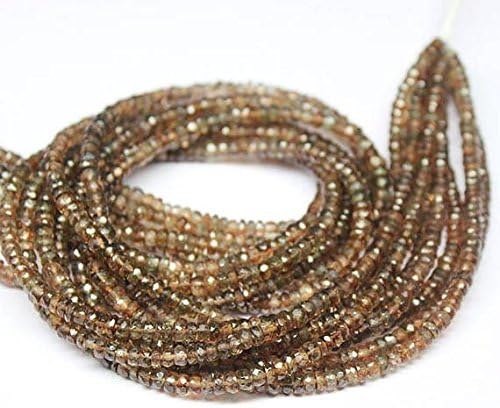 13 inch natural beads strand of 4mm faceted rondelle andalusite gemstone beads for DIY jewelry - necklace, bracelet, earring, ring.
