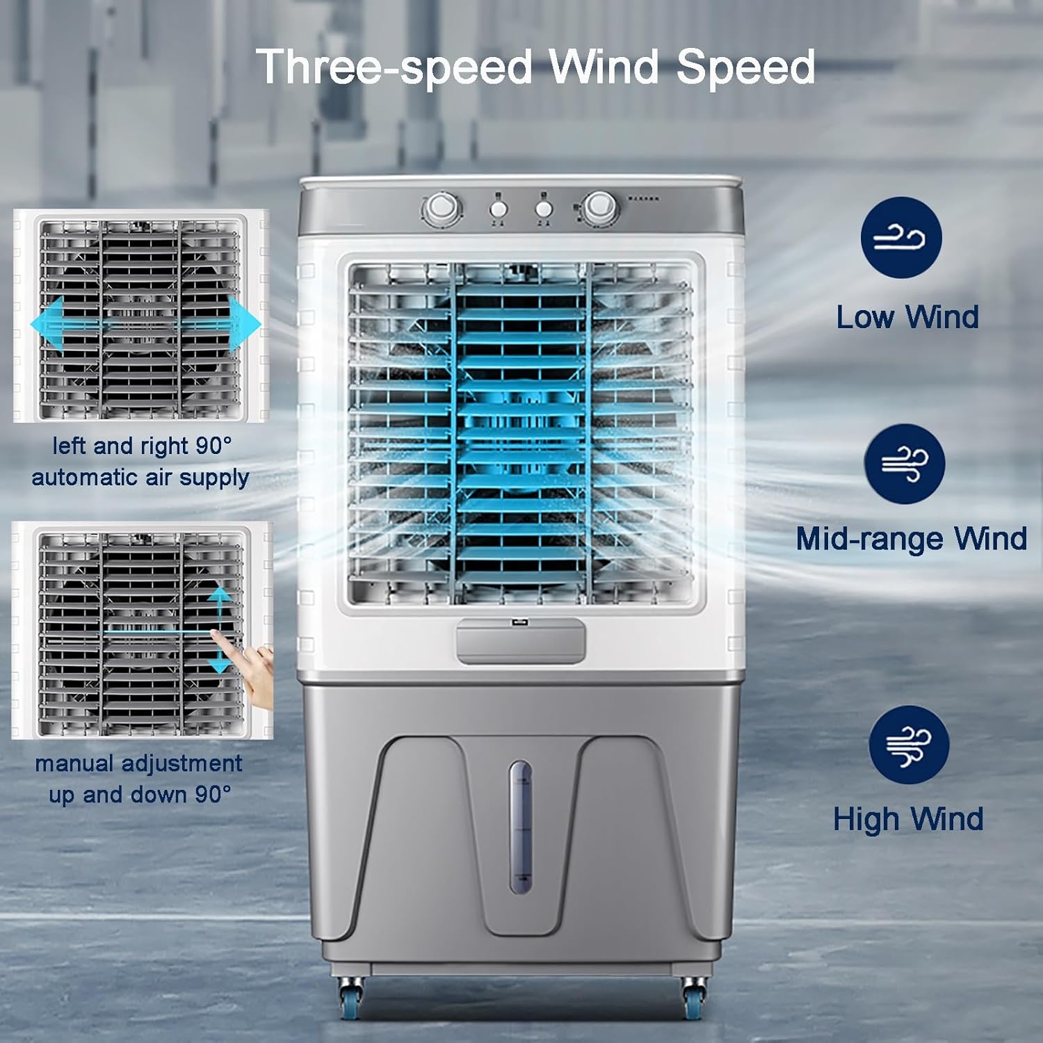 Evaporative Air Cooler 8600CFM Swamp Cooler with 80L Water Tank, 120°Oscillation with Remote, Timer, Honeycomb Pad Cooling, 3 Wind Speeds, 6 Ice Packs for Outdoor Indoor Use