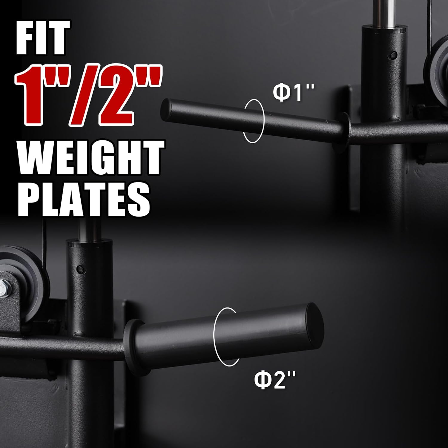 ER Kang Cable Station Wall Mount, 18in Pulley Tower, Dual Pulley System, High & Low Cable Machine, LAT Pull-Down & Row Tower with Flip-Up Footplate, Home Gym Cable Crossover (Red)