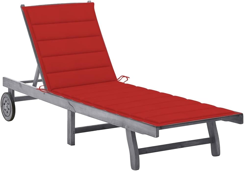 Patio Lounges Patio Sun Lounger with Cushion Gray Solid Acacia Wood