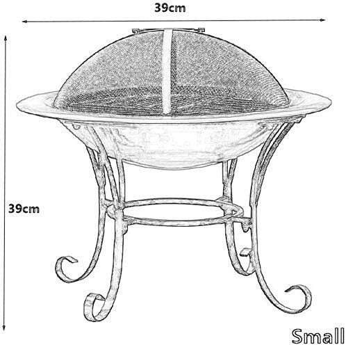 Garden Fire Pit Portable Grill Barbecue Rack Outdoor Fire Large Bonfire Wood Burning Patio Coal Grill Firepit for Grill Charcoal Grill with Spark Screen with Cover BBQ Cooking for Camping S