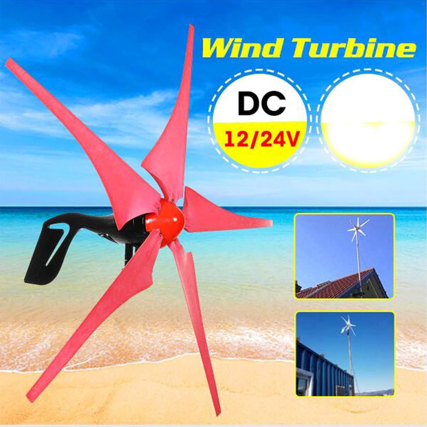 Wind Turbine Generator Kit, 3000W Wind Power Generator 5 Blades with Controller Vertical Horizontal Wind Turbine Generator Suitable for Courtyards and Outdoors