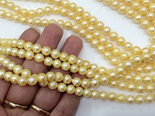 13 inch natural beads strand of 7-8mm smooth round south sea pearl gemstone beads for DIY jewelry - necklace, bracelet, earring, ring.