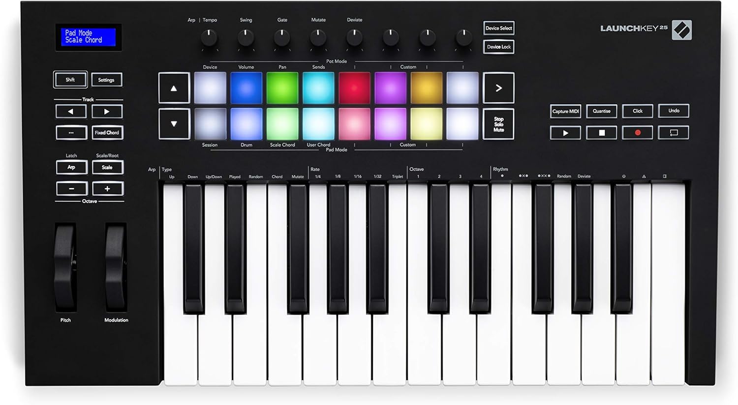 Novation Launchkey 25 [MK3] MIDI Keyboard Controller for Ableton Live & Focusrite Scarlett Solo 3rd Gen USB Audio Interface, for the Guitarist, Vocalist, Podcaster or Producer — High-Fidelity