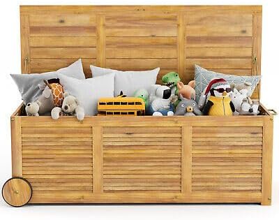 TM Replacement for/Fits Patio 48 Gallon Acacia Wooden Storage Deck Box Outdoor Storage Box W/Wheels Size : 50