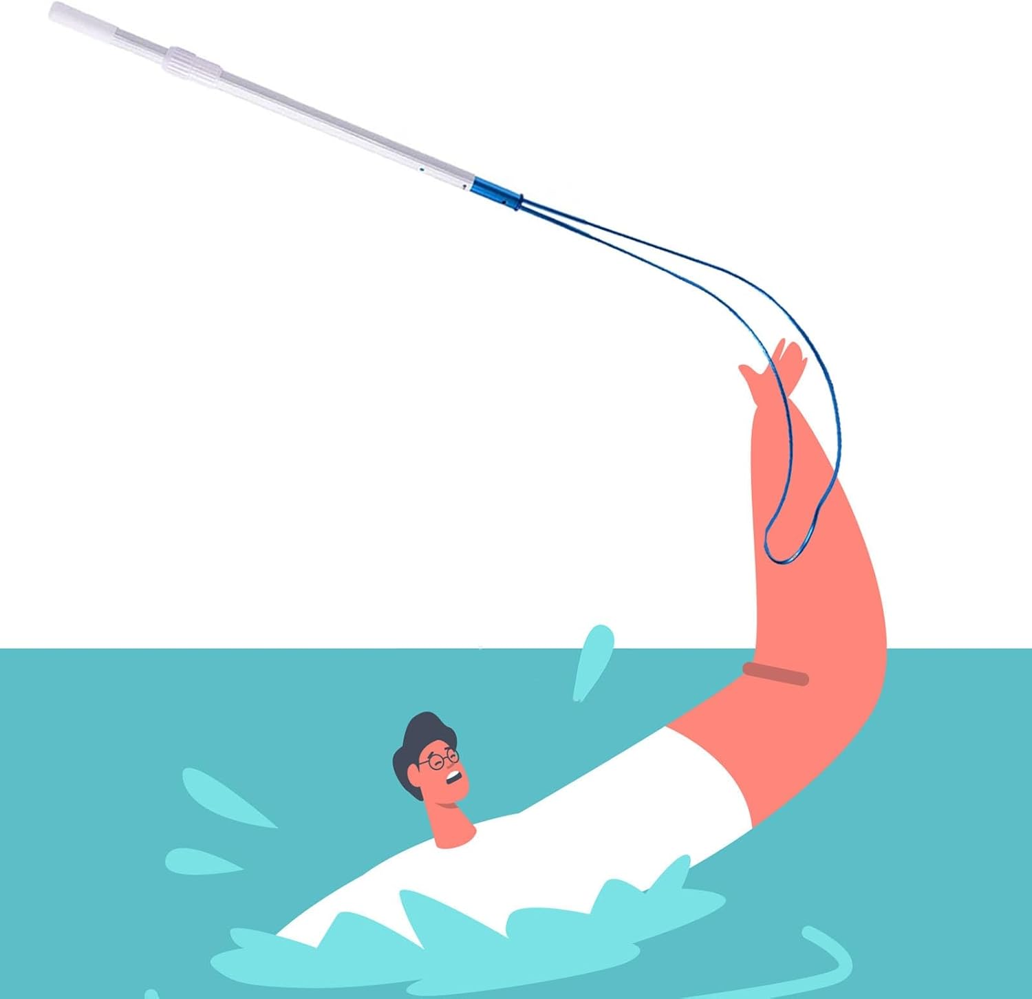 Pool Safety Hook Swimming Pool Safety Hook for Poles, Aluminum Emergency Life-Saving Rescue Equipment, 1 3 5 M Long Telescopic Drowning Rescue Pole for Boats Parks(500cm(16ft) Pole+Hook)