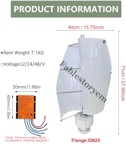 High-Efficiency 12000W Vertical Wind Turbine Kit, 12V/24V/48V with Charge Controller, 3 Phase AC Permanent Magnet Generator for Home, RV, Boat, Marine Power Solutions