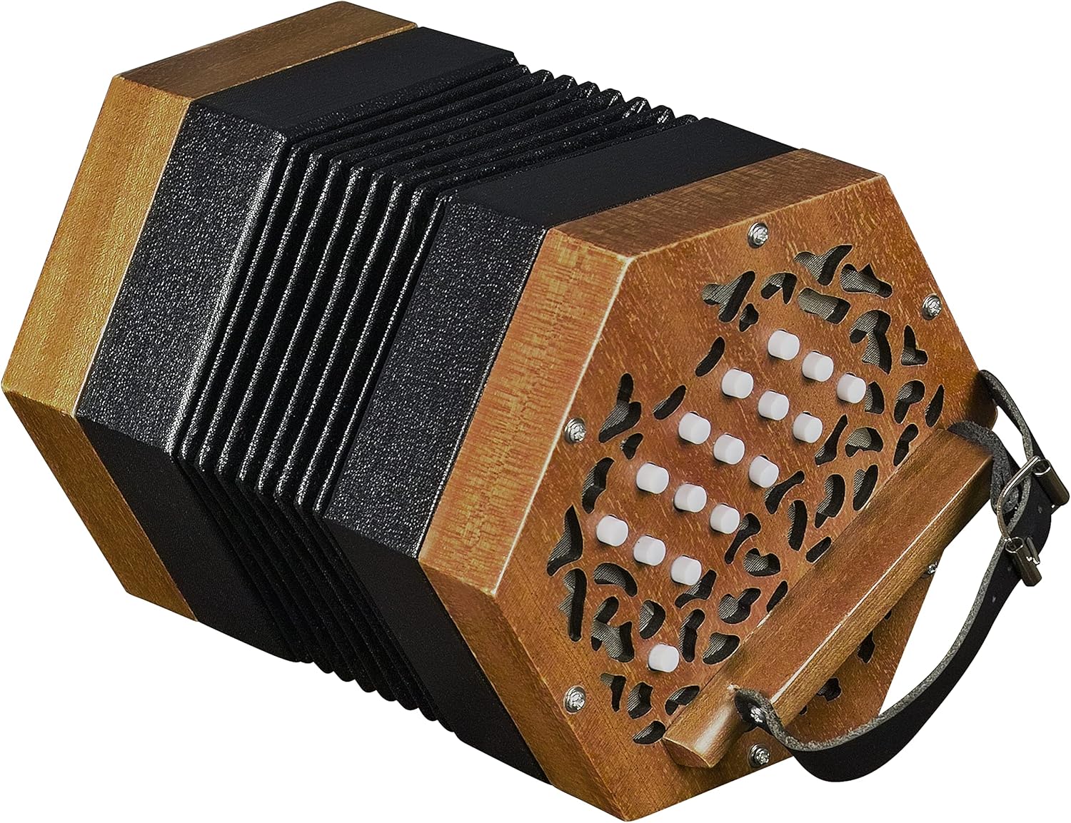 Trinity College AP-1230A Anglo-Style Concertina – Walnut Finish, 30 Buttons, 1½ Octave Range, Chromatic Tuning, Travel Bag Included