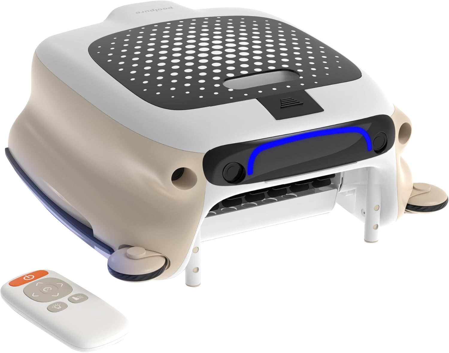 PoolPure PRS100A Robotic Pool Skimmer with 7600mah Super Long Battery Life, Manual Controller Automatic Manual Dual Mode, 10L Big Basket (Without Solar Panel)