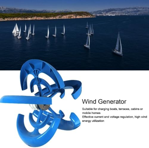 10000W Vertical Axis Wind Turbine Generator - 220V, 5 Blades, Low Wind Speed (2M/S) Home & Camping Power Solution - Durable Blue Wind Power Kit