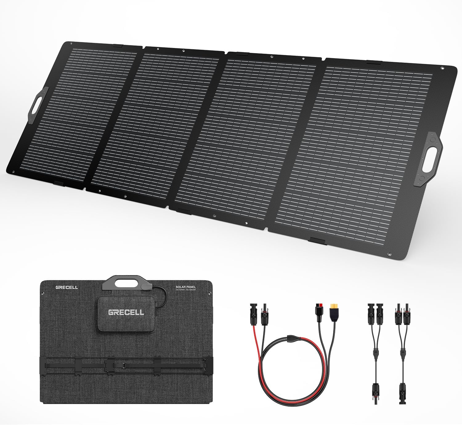 GRECELL 350W Portable Solar Panel for Power Station Generator, Foldable Solar Panel, 37.4V High-Efficiency Solar Charger 350W Power Backup with XT60/Anderson Output for Outdoor Van Camper Off-Grid