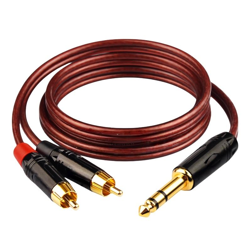 6.5mm to 2R/*CA Audio Cable 1 to 2 HiFi OFC Preamp/Electronic Piano/Decoder Connected to Effects Unit/AMP Speakers(S-6.5(L)-2RCA,1m)