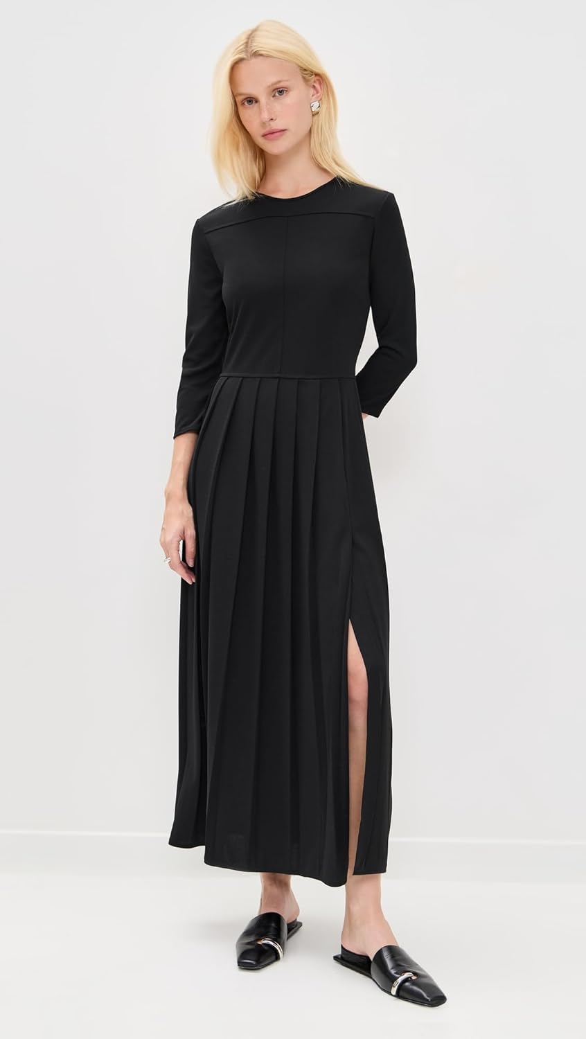 Theory Women's Long Sleeve Pleat Midi Dress